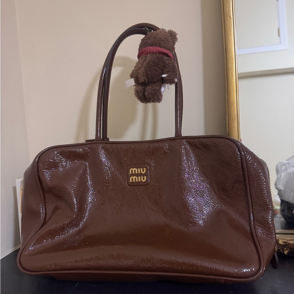 Miu Miu Chocolate Brown Patent Leather Bag